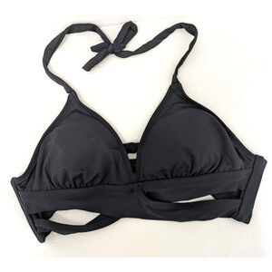 Womens Bikini Top Halter Tie Back Small Black Swimwear